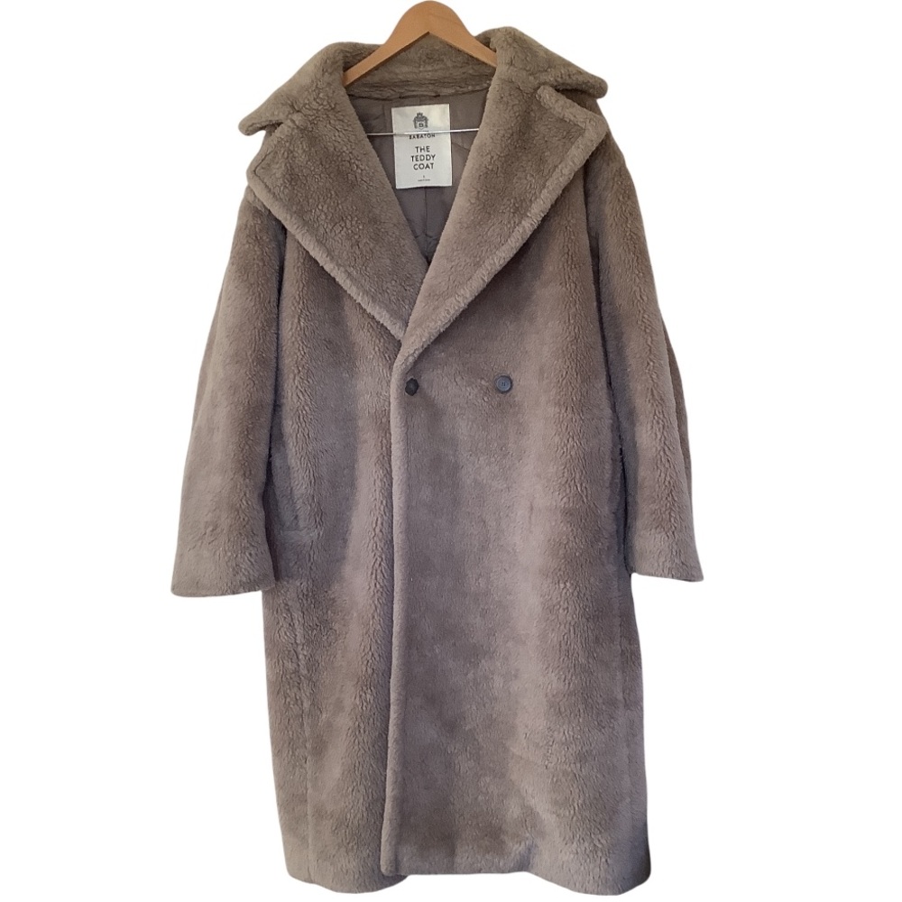 Aritzia Babaton The Teddy Coat Long in Ash Taupe